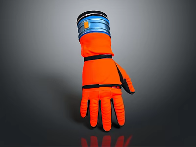 Orange Work Glove With Black Straps And Blue Wrist Band Design 3d model