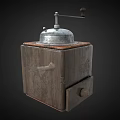 Classic Manual Coffee Grinder Kitchen Appliance With Wooden Base Metal Grinding Handle And Drawer Storage