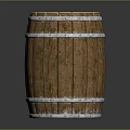Rustic Wooden Barrel With Metal Hoops And Natural Wood Grain Surface