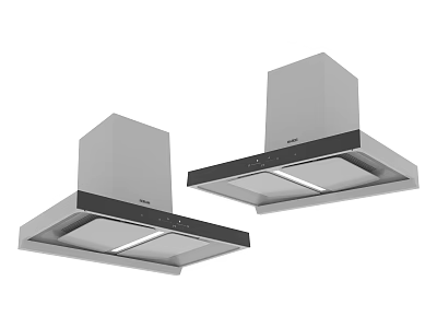 Modern Stainless Steel Kitchen Range Hoods With Built In Lights For Ventilation 3d model
