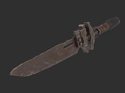 Rusted Worn Knife With Metal Structure And Decorative Handle Details 3d model