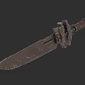 Rusted Worn Knife With Metal Structure And Decorative Handle Details