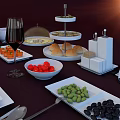Elegant Dining Table Setting With Plates Utensils Wine Glasses Napkins And Food