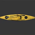 Yellow Wooden Kayak With Comfortable Seat And Paddle Holder For Recreational Water Sports