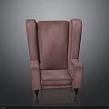 Stylish Pink Velvet Wingback Armchair With High Back And Wooden Legs