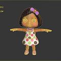 Little Girl with Brown Hair Pink Bow White Polka Dot Dress Pink Shoes Arms Outstretched