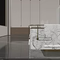 Luxury Modern Real Estate Sales Office Interior Featuring Marble Sand Table And Elegant Ambient Lighting