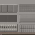 Upholstered Bed Headboards in Gray and Beige with Various Tufted Patterns and Panel Designs 3d model
