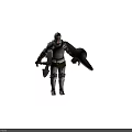 Silver Armored Warrior Character Holding Battle Axe And Shield In Combat Stance