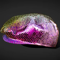 Iridescent Scaly Texture Shiny Metallic Hat With Colorful Reflective Surface Design