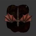 Red Dragon Game Movie Character With Large Wings Standing On Rocky Surface