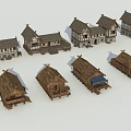 Traditional Thatched House Models with Various Designs and Detailed Structures