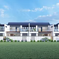 Modern Detached Villa Exterior With Black Roof White Walls Terrace Courtyard And Greenery
