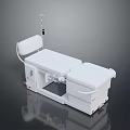 White Medical Examination Table with Adjustable Headrest IV Stand and Storage Compartments