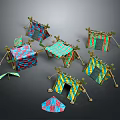 Colorful Small Children's Tent Furniture with Various Vibrant Patterns and Decorative Designs