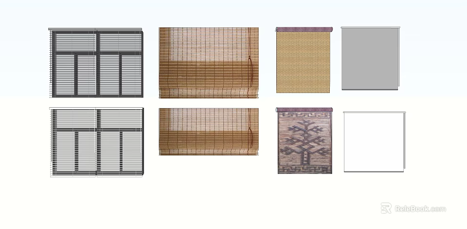 Various Window Blinds Styles With Different Materials And Designs For Home Decor 3d model 