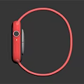 Stylish Smartwatch With Pink Strap Black Dial Blue Background White Numbers And Hands