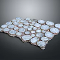Shiny Decorative Ornament With Irregular Round Clear Crystals On Metal Base And Dark Background