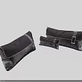 Three Black and Gray Decorative Pillows with Soft Velvet Fabric and Stylish Metal Buckle Accents
