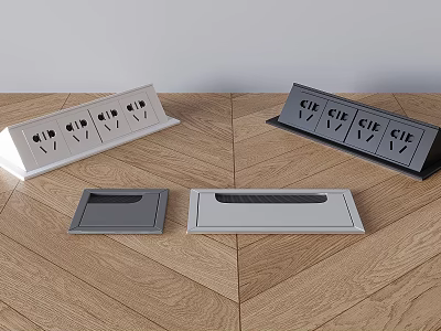 Modern White and Gray Switch Panels with Multiple Switches on Wooden Floor 3d model