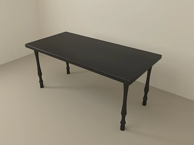Black Desk With Rectangular Top And Slim Legs In Light Colored Room 3d model