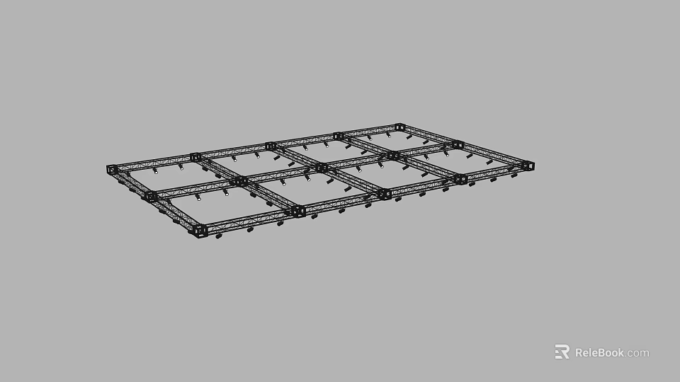 Sturdy Metal Grid Frame Structure With Square Panels For Support Base 3d model 