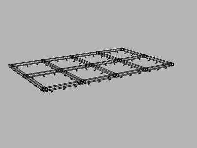 Sturdy Metal Grid Frame Structure With Square Panels For Support Base 3d model
