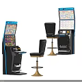 Casino Entertainment Gaming Machines with High Stools and Vibrant Displays