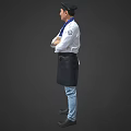 Game And Movie Character Chef In White Uniform With Black Apron Arms Crossed