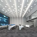 Command Control Room of Modern Monitoring Room 3d model