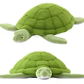 Green Turtle Plush Stuffed Toy With Soft Texture Front And Side Views 3d model