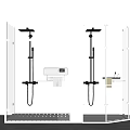 Modern Shower Sauna Interior With Transparent Glass Enclosures Showerheads And Handheld Showers