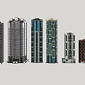 Modern High Rise Buildings With Various Architectural Facade Designs And Urban Styles