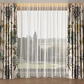 Floral Curtains With Tropical Plant Pattern And Sheer Voile Layer In Home Interior