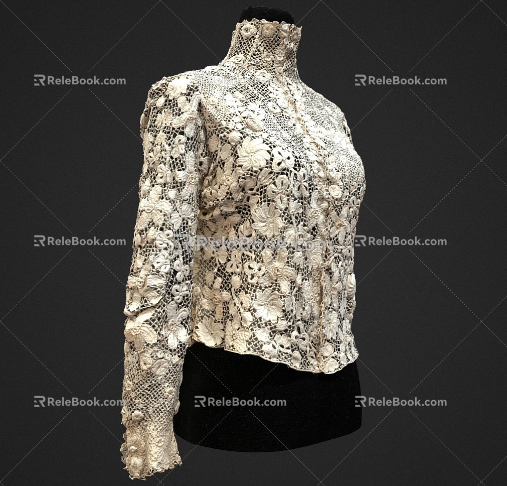 clothes silk transparent knitted white silk 3d model