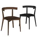 Two Modern Leisure Chairs in Wooden and Black with Stylish Backrest Design