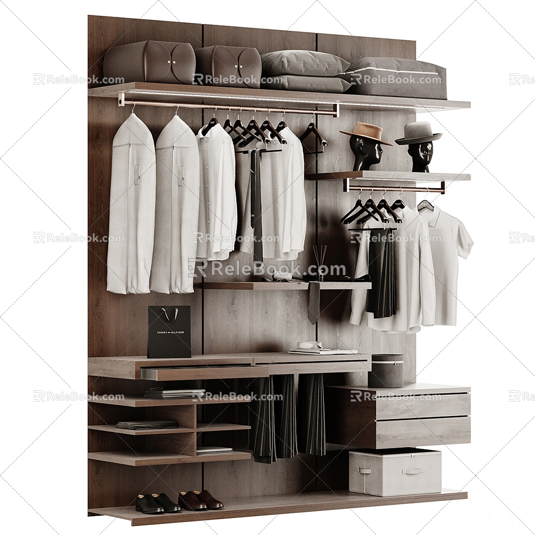 customized solid wood wardrobe 3d model