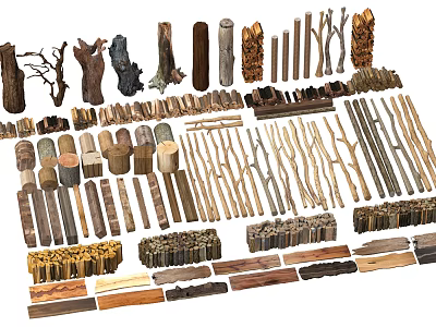 Natural Stone And Wood Materials Collection With Various Shapes And Textures 3d model