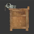 Traditional Solid Wooden Workbench With Drawers And Metal Bench Vise
