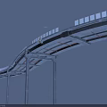 Modern Concrete Highway Bridge With Curved Deck Support Piers And Guardrails