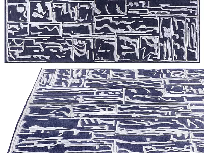 Square Rug With Blue And White Abstract Pattern For Modern Living Room Decor 3d model