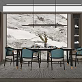 New Chinese Dining Table and Chair Combination Dining Table and Chair 3d model