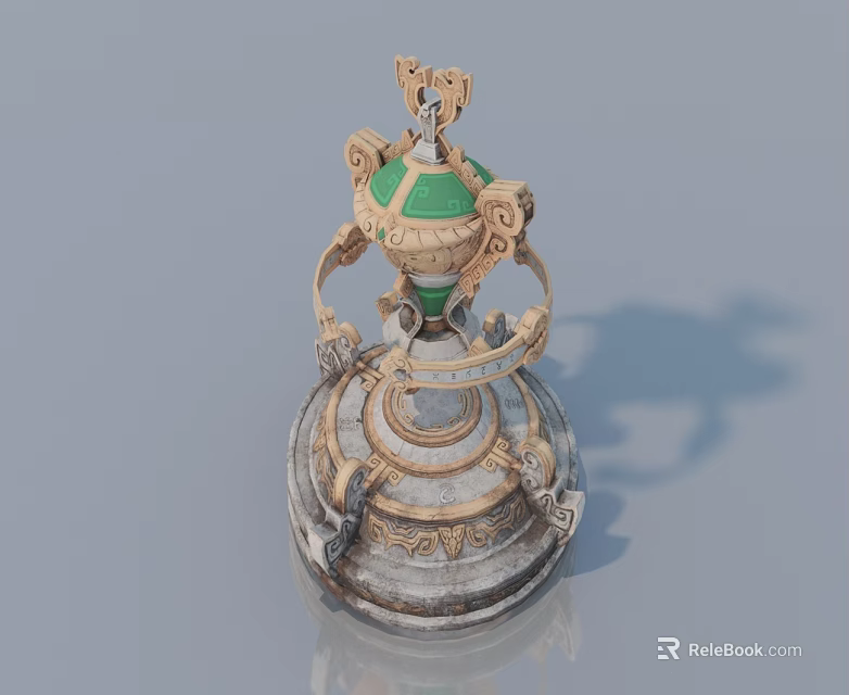 Stylish Sofa And Coffee Table Set With Green Top And Gold Decorative Details 3d model 