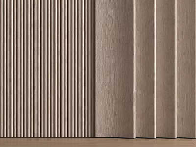Modern Bedroom Accent Wall Design With Vertical Slat Wooden Panel Natural Texture Neutral Tone 3d model