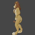 3D Animated Anthropomorphic Lion Game And Movie Character With Brown Fur And Blue Eyes Standing Pose