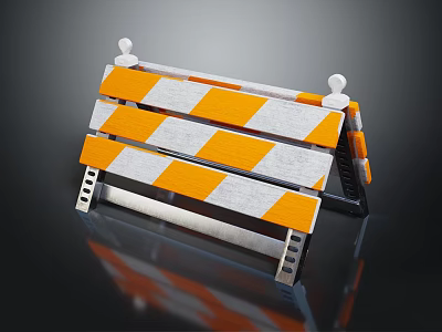 High Visibility Traffic Barricade With Orange White Stripes And Multiple Horizontal Bars For Road Safety 3d model