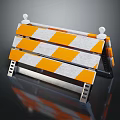 High Visibility Traffic Barricade With Orange White Stripes And Multiple Horizontal Bars For Road Safety