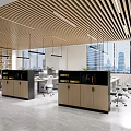 Modern Public Office Area Public Office Area Computer Desk Bookcase Partition Cabinet 3d model
