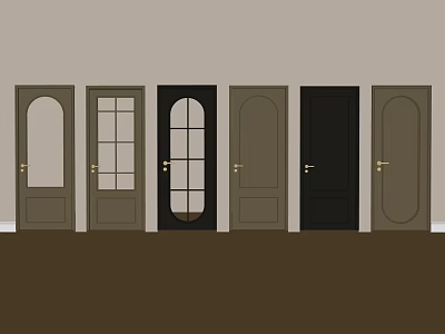 French swing door single door bedroom door bathroom door glass door 3d model