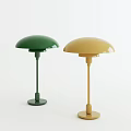 Modern Green And Yellow Table Lamps With Dome Shade Slender Pole And Round Base 3d model